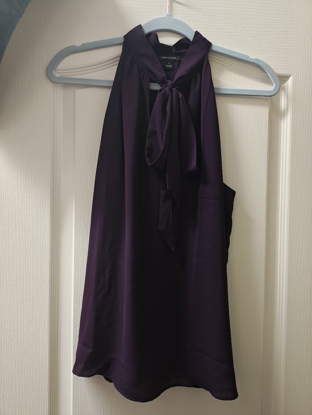 Ann Taylor Deep Plum Tie-Neck Halter Camisole
